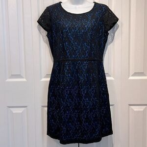 Levi’s Black Lace/Blue‎ Lined Cap Sleeve Dress Size 8